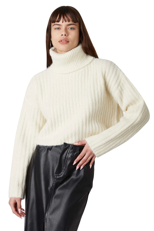 Cream Fuzzy Turtleneck Sweater